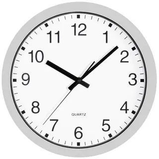 Quarz Wanduhr 30 cm x 4 cm Silber