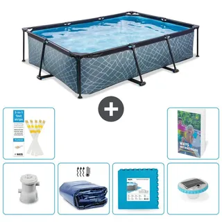 Exit Pool Rechteckig - Steinoptik - 300x200x65 cm - 5-teilig S326 - Grau