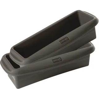 Lurch 585038 FlexiForm Kastenform 2er Set / 2 Brotbackformen aus 100% BPA-freiem Platin-Silikon, Innenmaß 20 x 6 cm, Schwarz