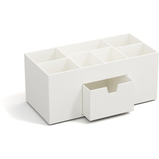 Bigso Box of Sweden VENDELA Schreibtisch Organizer mit 7 Fächern und Schublade – Ablagebox aus Faserplatte und Papier – Schreibtischset für Büromaterial – weiß