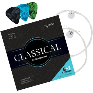 Shaman Classical Saiten für Konzertgitarre inkl. 2 Ersatzsaiten und 3 Plektren,