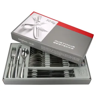 30tlg Twist Komplett-Besteck-Set für 6 Personen Messer Gabel Löffel Edelstahl - Silber