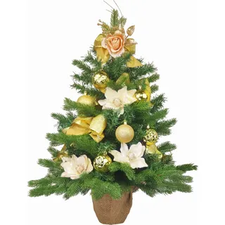 Geschmückter künstlicher Weihnachtsbaum GENTLE ROSE 60 cm mit LED-BELEUCHTUNG IM TOPF - Bunt
