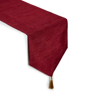 Encasa XO Tischläufer, Fein Chenille, Mit Quasten 13"x59" Rot