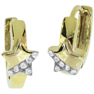 Paar Creolen OSTSEE-SCHMUCK "Ostsee-Schmuck Creole Stern Creole Stern", gelb (weiß, neutral), Ohrringe, Damen, 12 x 6,0mm, Gelbgold 333, Paar Creolen