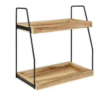 XUDREZ Kaffee Organizer, 2-stöckig Kaffeebar Zubehör Organizer Holz kaffeestation tassenregal, Küchenorganizer Gewürzregal Holz Gewürzaufbewahrung für Küche, Zuhause, Büro