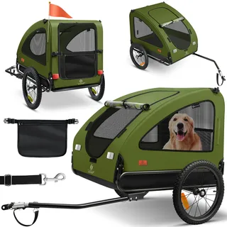 KESSER® Hundeanhänger Boxer 2-in-1 Hundebuggy Fahrradanhänger groß ca. 250L Volumen - Inkl. Fahne und Tasche - 600D Oxford Canvas, Klappbar SmartSpace Concept, maximale Belastbarkeit: 45kg - Blau