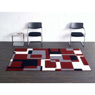 Bavaria Home Style Collection Teppiche für Wohnzimmer - Teppich Retro modern für Flur Küchen Vorleger schwarz rot grau Creme Küchenläufer Kunststoff schadstoffgeprüft 160 x 230 cm groß