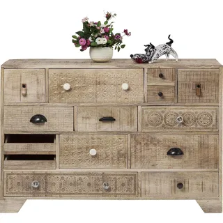 Kare Design Kommode Puro 14 Schübe, schmales, modernes Sideboard, Kommodenschrank, beige, (H/B/T) 80x114x35cm