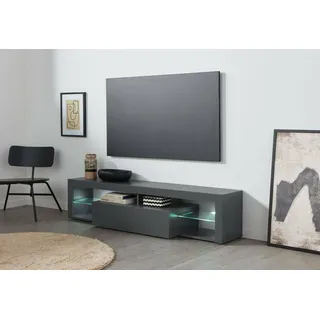 Dmora - TV-Ständer Ugo, TV-Ständerbasis, niedriges Wohnzimmer-Kommode mit 1 Tür, 100% Made in Italy, 160 x 40 x 35 cm, Anthrazit