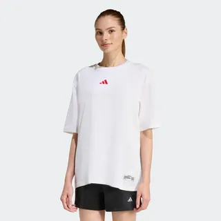 adidas MINI Embroidery Oversized Graphic T-Shirt Weiß/Pure Ruby L
