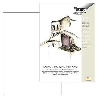 Folia Aquarellblock SCHULE 3-Seiten verleimt DIN A4 10 Blatt,