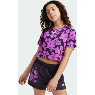 Adidas Train Essentials Seasonal Printed Training Kids Crop-Shirt Aurora Black / Purple Burst 164