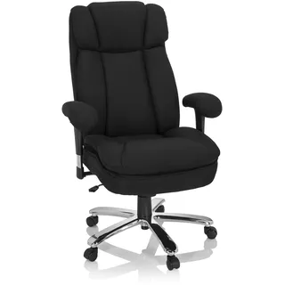 hjh OFFICE Bürostuhl gepolstert Builder XXL I Stoff Chefsessel bis 180kg belastbar, hohe Rückenlehne, Schwarz 691013