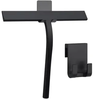 KincMax Edelstahl Duschabzieher medium - Abzieher für die Dusche aus Silikon - Duschwand Duschkabinenabzieher - Glasabzieher - Scheibenabzieher Flitsche - Größe M - Schwarz