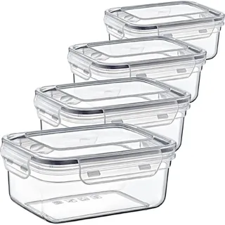 Frischhaltedosen 4er Set luftdicht auslaufsicher stapelbar Vorratsdosen - Transparent