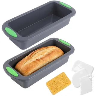 2 Stück Silikon Brotbackform, Antihaft Brotbackformen BPA-frei 28x12.5x6cm | Kastenform Kuchen Silikon Backform Kasten,Backform Silikon Kastenform,Brotform Silikon für Kuchen und Brote,Dunkelgrau