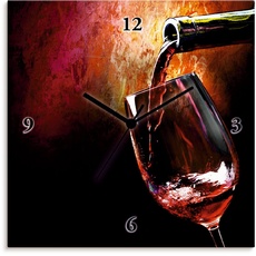 Bild Wanduhr »Wein - Rotwein«, wahlweise mit Quarz- oder Funkuhrwerk, lautlos ohne Tickgeräusche, rot