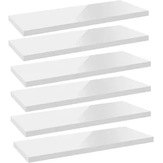 WOLTU Wandregal Hochglanz Weiß 6er Set Schweberegal, 40x22,9x3,8cm, Regal freischwebend, Galeriedisplay, Wanddeko für Wohnzimmer Schlafzimmer Küche, MDF, verdeckte Aufhängung