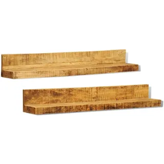 vidaXL Wandregale 2er set Massivholz , Braun , Holz , Mangoholz , Rechteckig , 110x16x16 cm , Wohnzimmer, Regale, Wandregale