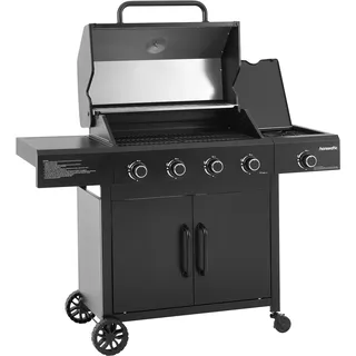 Gasgrill HANSEATIC "4-Brenner Rockford Black", schwarz, B:122cm H:113cm T:59cm, Grills, Gasgrill, BxTxH: 112x113x59cm, mit 2 Grillrosten