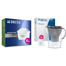 BRITA Wasserfilter-Kartusche MAXTRA PRO Extra Kalkschutz – 6er Pack & Wasserfilter-Kanne Marella graphit inkl. 3x MAXTRA PRO All-in-1 Kartusche