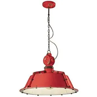 Industrielle Kronleuchter Eisen und Vintage Keramik Rot 1 Licht E27 52Cm - Rot