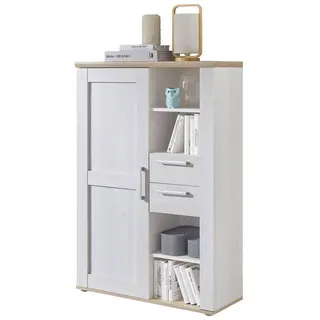 Mid.you Highboard , Eiche San Remo , Kunststoff , 2 Fächer , 2 Schubladen , 90x135x38 cm , Made in Eu , Beimöbel erhältlich , Esszimmer, Vitrinen, Vitrinenschränke