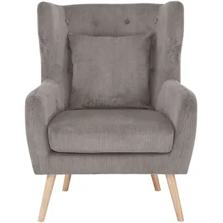 Home affaire Ohrensessel »Yamuna« mit Sitzpolsterung, Gestell und Füße aus Massivholz, Sitzhöhe 47 cm, grau