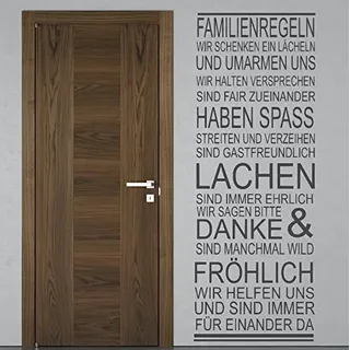 tjapalo® pk27a Wandtattoo Familienregeln Wandtattoo familie Wohnzimmer sprüche (H70xB25cm, weiß)