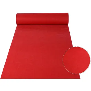 uyoyous Roter VIP-Teppich Hochzeitsteppich 10M Eventteppich Messeteppich 2mm Dicke Empfangsteppich Rot Party Hochzeits Lang Teppich Flur Gangläufer 10 x 1 M (L x B)