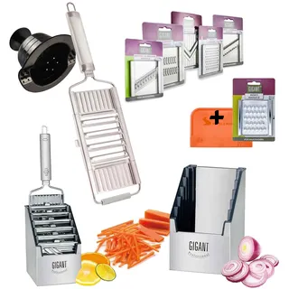 Muxel Gigant 4-Fach Gemüsehobel mit Multi-Box und 6 zusätzlichen Einsätzen Edelstahl Megaset