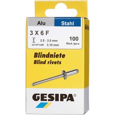 Bild Blindniete Mini-Pack 100 Stück (Nietschaft ø 3mm, Scherkraft 700 N, Zugkraft 900 N, Flachrundkopf) 1433530
