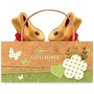 Lindt Schokolade | GOLDHASE Tasche Nature Edition | 100g | Tasche mit 2 x 50g GOLDHASE aus Vollmilch-Schokolade | Osterschokolade | Schokoladengeschenk für Kinder & Erwachsene