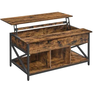 VASAGLE Höhenverstellbarer Couchtisch Vintagebraun Stahl 60 x 100 x 48-62 cm