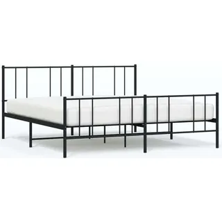 vidaXL Metallbett ohne Matratze mit Fußteil Schwarz 180x200 cm - Schwarz