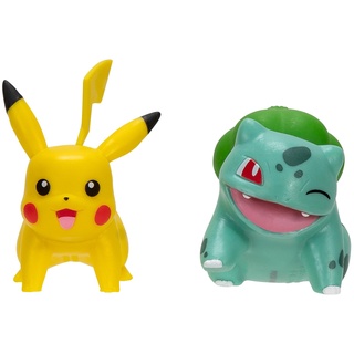 Pokémon PKW3587 - Battle Figure Pack - Pikachu und Bisasam, offizielle detaillierte Figuren, je 5 cm