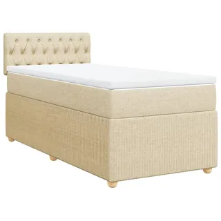 vidaXL Boxspringbett mit Matratze Creme 90x200 cm Stoff - Creme