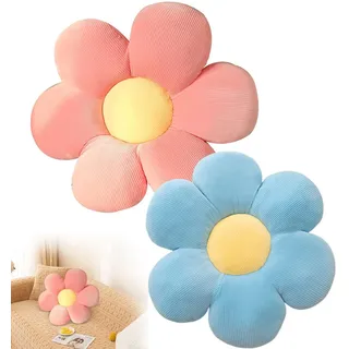 Blume Bodenkissen, 2 Stück Blumenbodenkissen Sitzkissen, 38x38cm Blumenboden Kissen Tatami Blumenförmiges, Weiches Blütenblattkissen, Kissen Blumenform für Schlafzimmer Sofa Couch(Rosa und Blau)