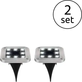 GLOBO Solarleuchte Edelstahl 13,0 cm 8x LED silber