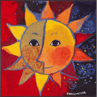 Salonloewe Rosina Wachtmeister Fußmatte Sole 85x85 cm Katzen bunt Wohn-Teppich quadratisch waschbar Eingangs-Matte