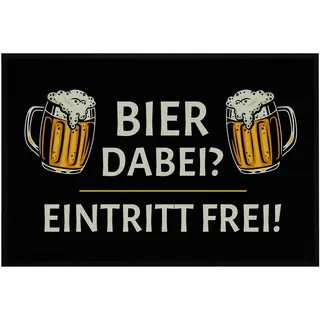OM3® lustige Fußmatte mit Spruch - Bier dabei Eintritt frei! - Geschenkidee für Männer - Biertrinker - rutschfest & waschbar - 60x40cm -