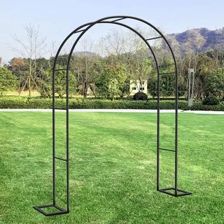 ARtsim 200cm 160cm 120cm 180cm breit Rosenbögen Metall Rankbogen Gartenbogen Rankhilfe Torbogen Rankgitter für Kletterpflanzen Verzinkt Rosenspalier (Color : Schwarz, Size : 120cm x 220cm)