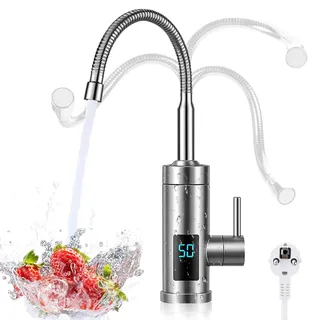 Elektrischer Wasserhahn mit Durchlauferhitzer | 220V 3000W Warmwasserhahn Küchenarmatur Smart Heater Wasserboiler für Küche, Garten, Wohwagen, Camping