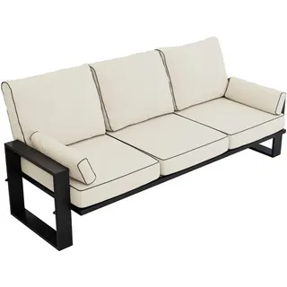 MKS Gartensofa Elba 3 Sitzer - Beige , Textil , 215x90x87 cm , Gartenmöbel, Loungemöbel, Gartensofas & Loungesofas