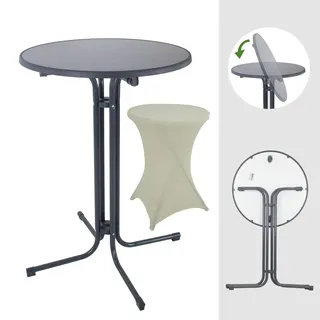 Trutzholm Stehtisch klappbar Ø 80 cm & Husse Tischdecke bügelfrei für Gastrotisch Partytisch Bistrotisch