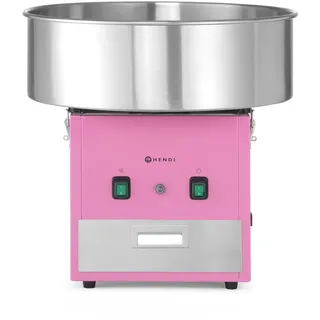 HENDI Zuckerwattemaschine, mit Zuckerspender, Schublade, herausnehmbare Schale, Überhitzungssicherung, Cotton Candy Machine, Zuckerwatte Maschine, 230V/1130W, 520x520x(H)503mm, Edelstahl, Rosa