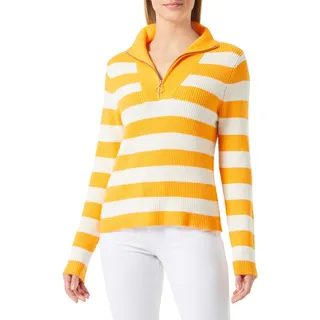 ONLY Damen Pullover Onlkatia Ls Zip Highneck Cc KNT, Carrot Curl/Stripes:Melange/Whitecap Gray, M