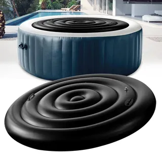 140cm Aufblasbare Whirlpool Abdeckung Runde Whirl Poolabdeckung mit Griffen Aufblasbare Badewannenabdeckung Regenfest Und ReißFest Whirlpoolzubehör Energiesparende Spa Abdeckung