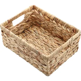 Aufbewahrungskorb Geflochten Wasserhyazinthe mit Handgriffen - Natürlicher Geflochtener Korb - Wasserdicht - Aufbewahrung von Kleidern Bettwäsche Obst - Bier Spielzeug Papier Lebende Artikel - Kleine Größe